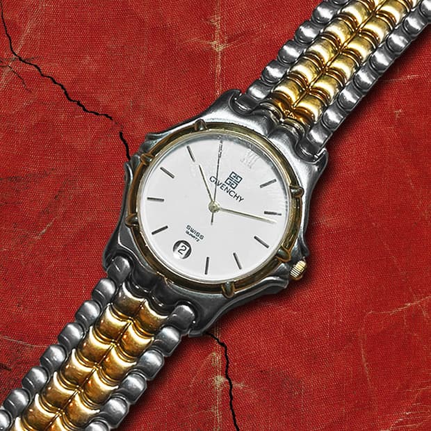 Givenchy 지방시 실버 골드 트라이벌 빈티지 쿼츠 시계