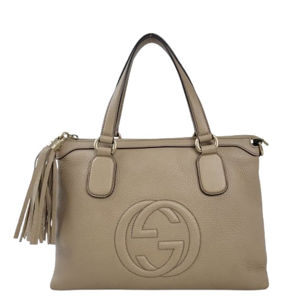 정품 구찌 소호 태슬 베이지 토트백