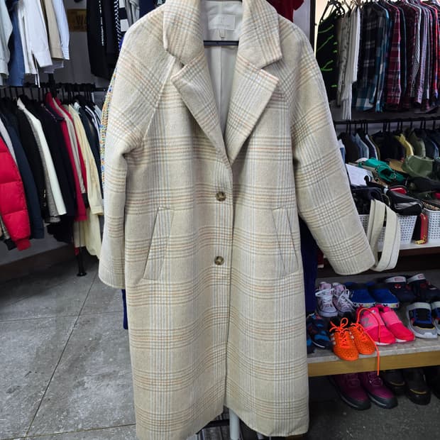 플라스틱아일랜드 체크 롱코트 (1297)