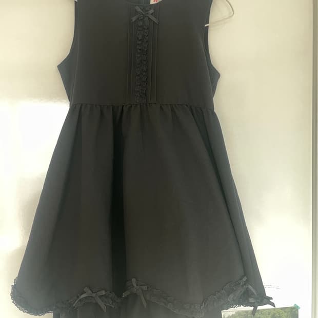 블랙 레이스 리본 빈티지 원피스 고스 펑크 쿠로미