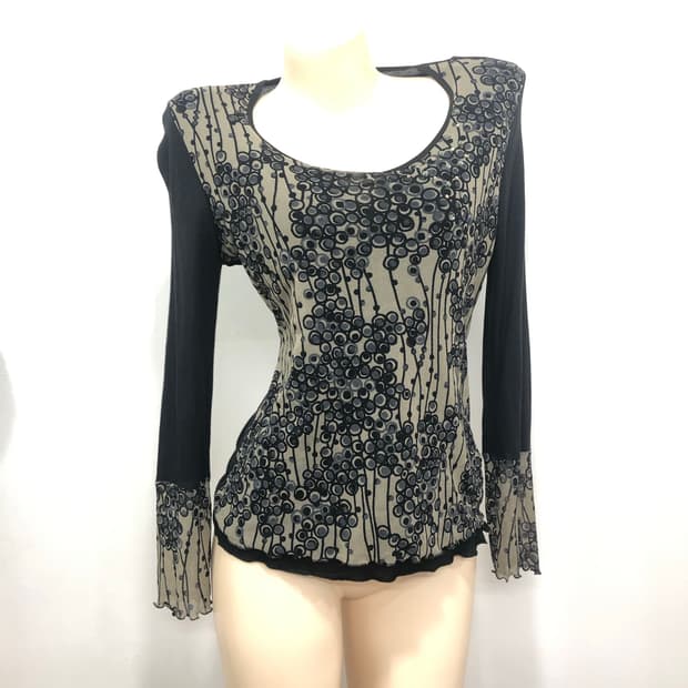 oriental pattern sheer long sleeve