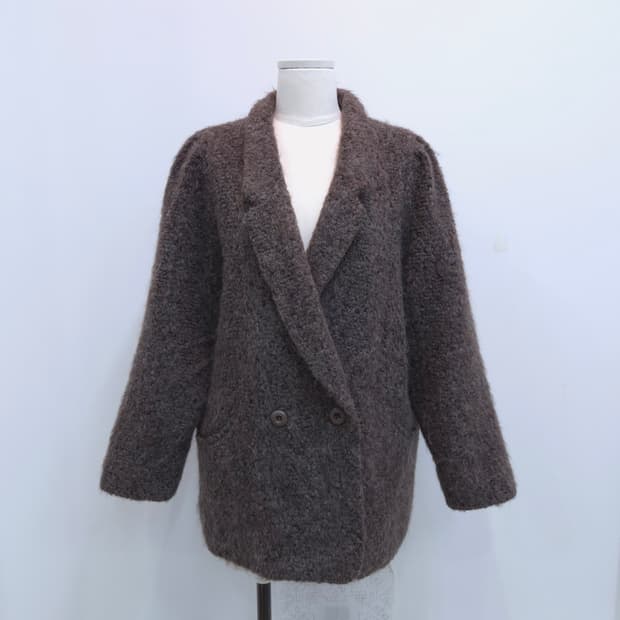 빈티지 울 브클레 더블 자켓형 코트