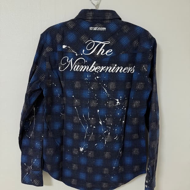 Number (N)ine 페인트 스플래터 플란넬 체크 셔츠