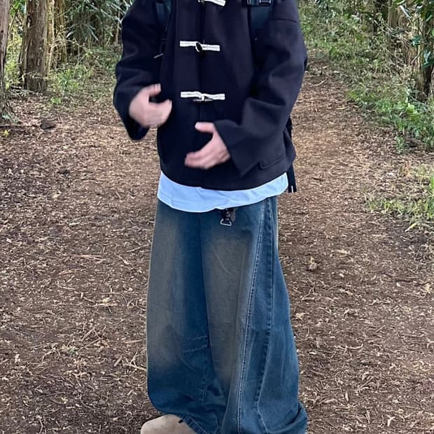 단스튜디오 떡볶이 후드 더플코트 숏