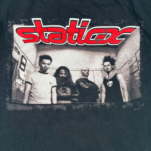빈티지 Static-X 밴드 반팔티