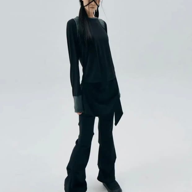 오호스 Wrap Over Tuck Pants / Black M