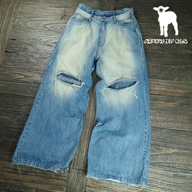 [선데이오프클럽] 24 S/S 더블 웨이스트 데님 팬츠 M22071