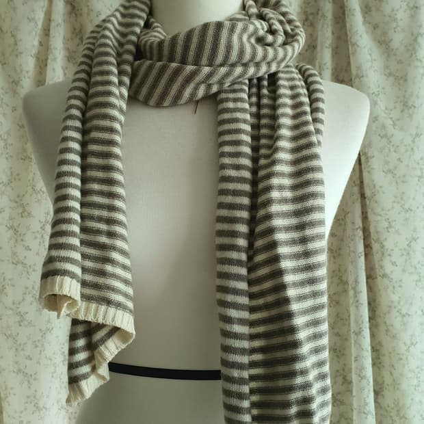 [모리걸소품] 일괄 아이보리색 뜨개질 롱 머플러&체크 모리 머플러