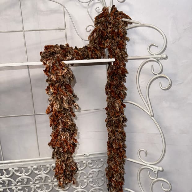 Orange brown grunge velvet fur muffler