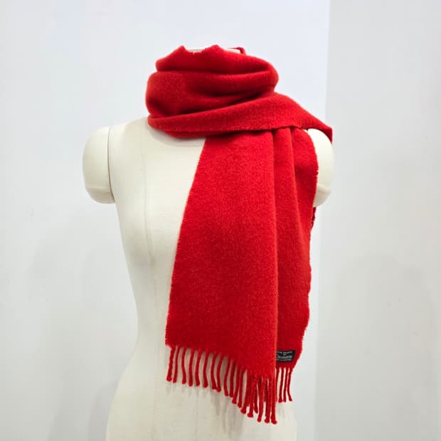 스코틀랜드산 크롬비 100% 캐시미어 레드 머플러