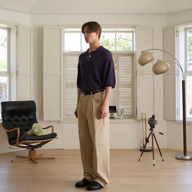 웨이비니스 멀티 버튼 코튼 팬츠 베이지