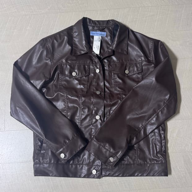 플라스틱프로덕트 레더 트러커 자켓 브라운 M