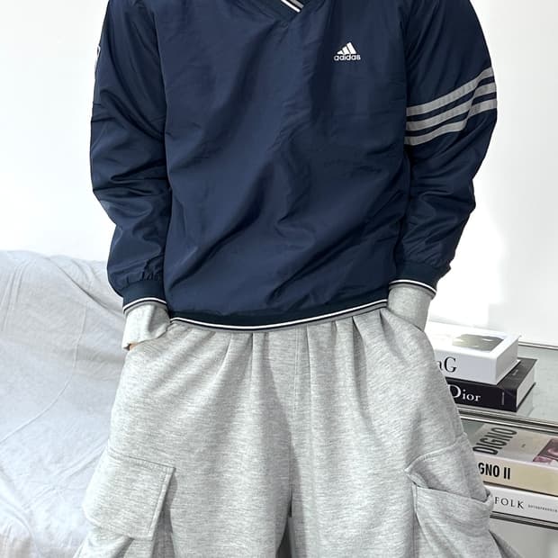 아디다스 네이비 우븐 웜업 155