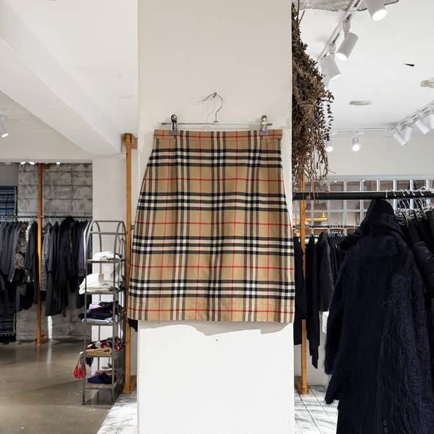 버버리 베이지 노바체크 울 스커트