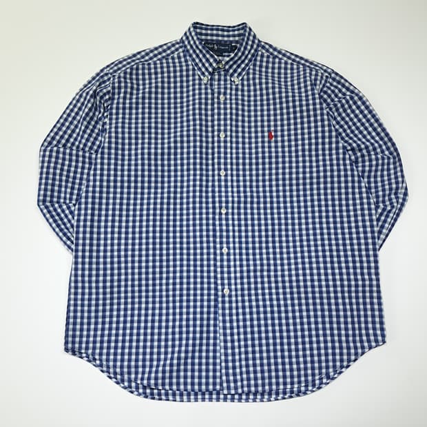 CL806 L 폴로 90s 인도판 스몰체크 로얄네이비 셔츠 남방