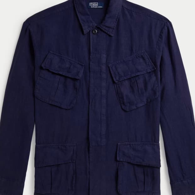 폴로/네이비 퍼티그 자켓(리넨 유틸리티 오버셔츠)/L/새제품