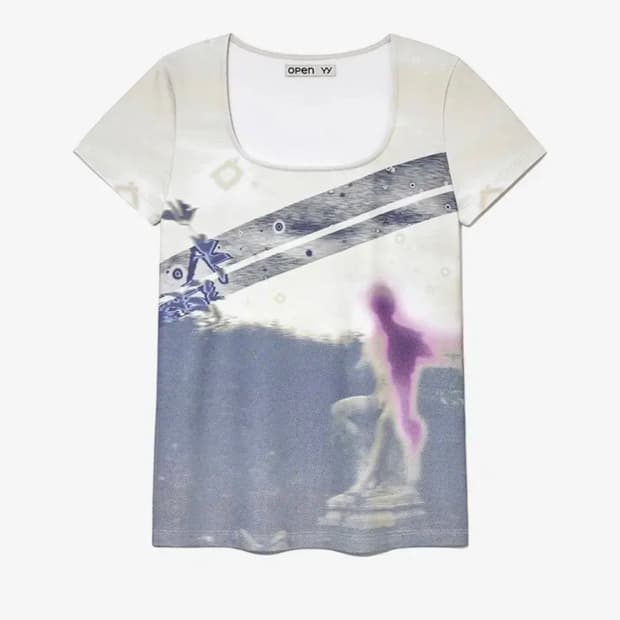 오픈와이와이 dawn graphic u-neck top 반팔 슬림 그래픽