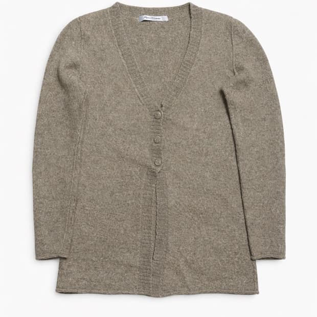 페루 00s 빈티지 모리걸 그레이 헤더드 멜란지 베이비 알파카 가디건