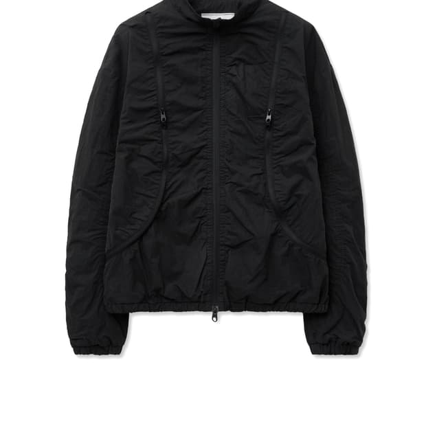 IDWS Nylon Shirring Zipper Jumper Black