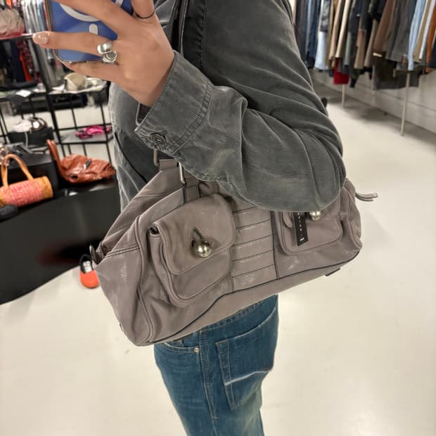 ESCADA taupe gray shoulder bag 
