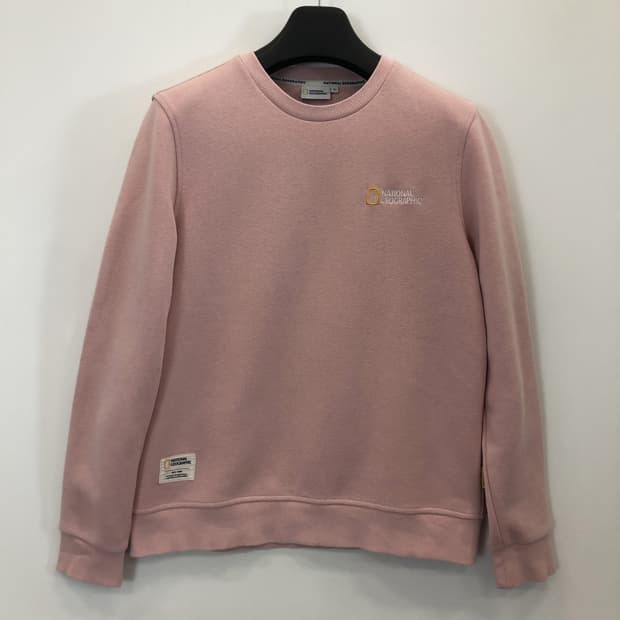 내셔널지오그래픽 라이트핑크 스웻셔츠 S 자수로고 