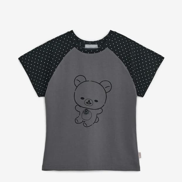 허그유어스킨 코리락쿠마 도트 레글런 티 차콜