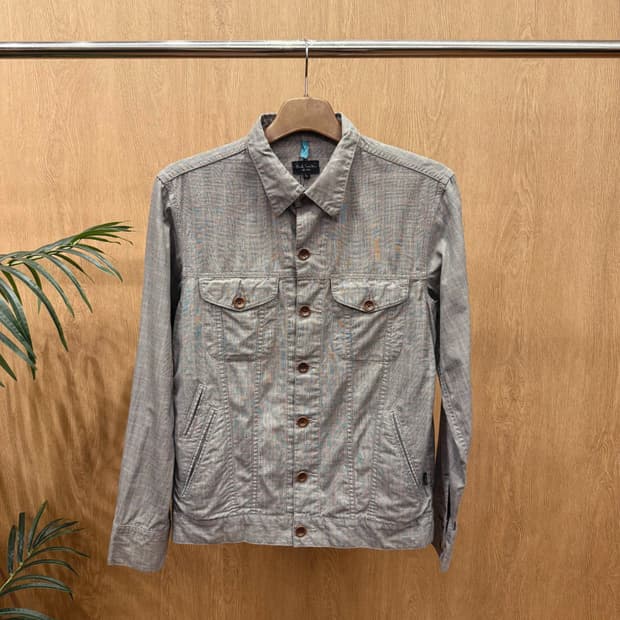 폴스미스 진스 코튼 긴팔 셔츠 자켓 더블 포켓 버튼 디테일 그레이