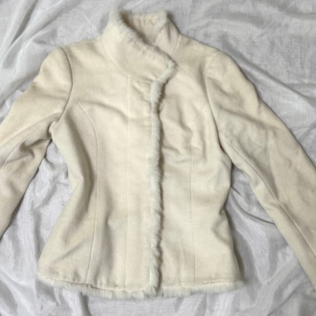 하이넥 퍼 자켓 코트 핀터깔