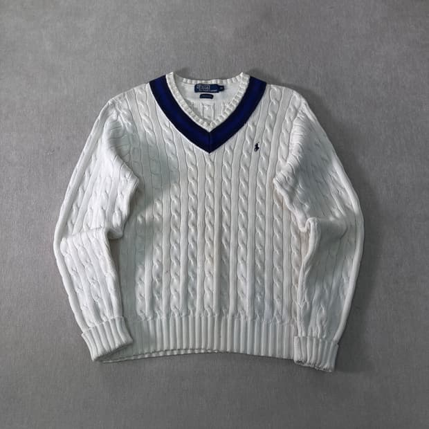 100 폴로 랄프로렌 브이넥 꽈배기 니트