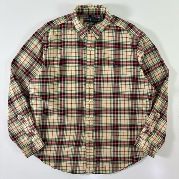 Polo  폴로 랄프로렌 90,s 자수 코튼울 체크 셔츠 