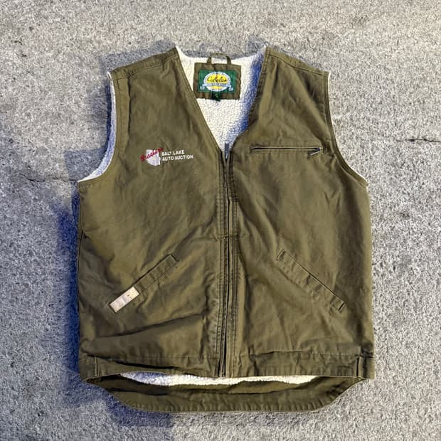 빈티지 양털 워크 베스트 모스그린