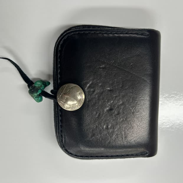 goros 고로스 블랙 새들레더 콘초 카드지갑