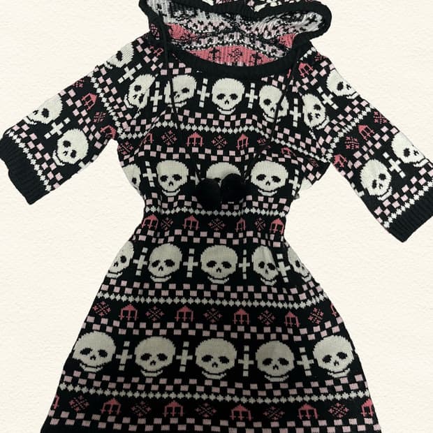 일본 빈티지 니트 해골 원피스