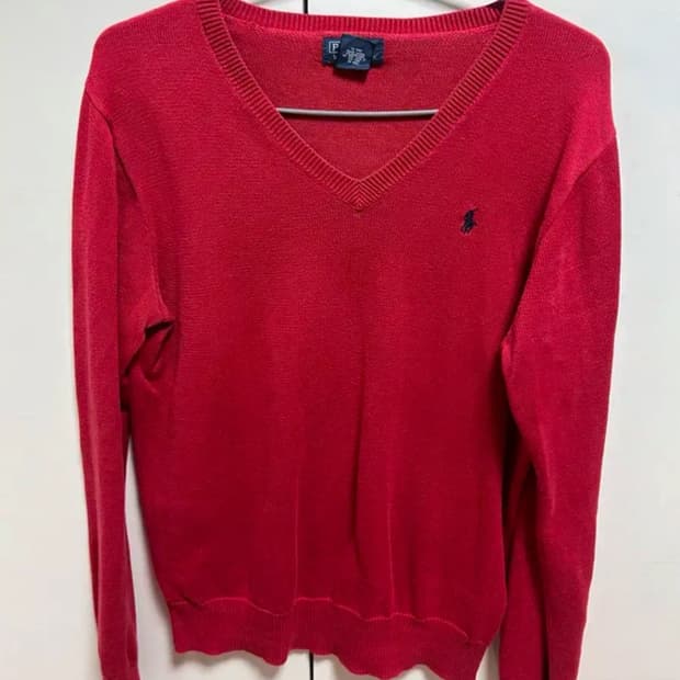 폴로 랄프로렌 레드 브이넥 니트 XL