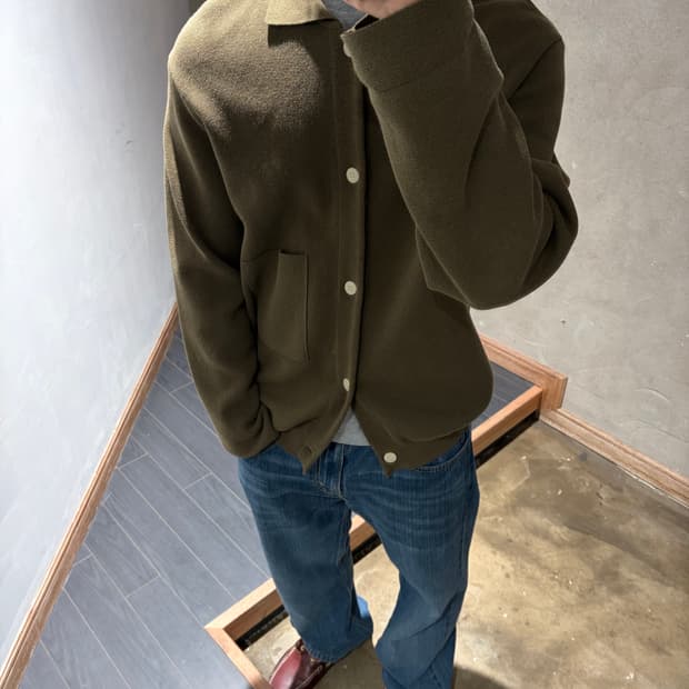 스틸바이핸드 버튼 카라 가디건