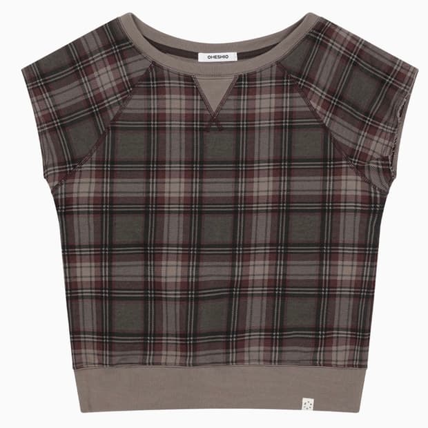 오헤시오 CHECK SHORT SLEEVES SWEATSHIRT