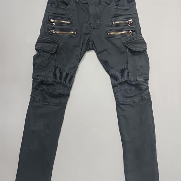 [32] 발망 블랙 데님 바이커 카고 팬츠
