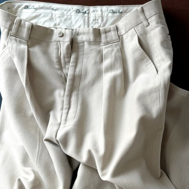 Brushed cotton two tuck wide chino pants