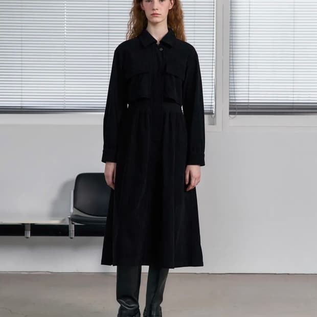 쥬시쥬디 24ss 코듀로이 셔츠형 맥시 원피스 S