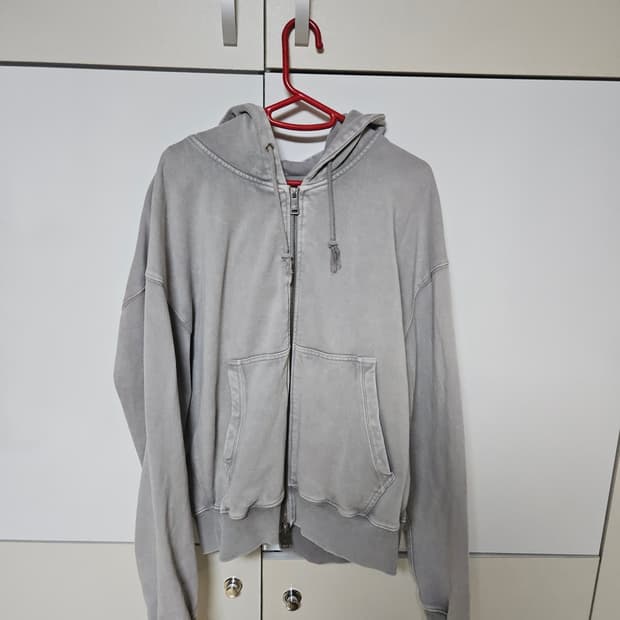 쿠어 가먼트 다잉 에센셜 후드 집업 워시드 그레이 M