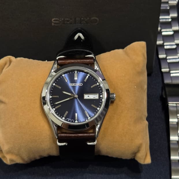 [미사용]90s 빈티지 세이코 시계 청판 [배터리교체]+브라운 스트랩