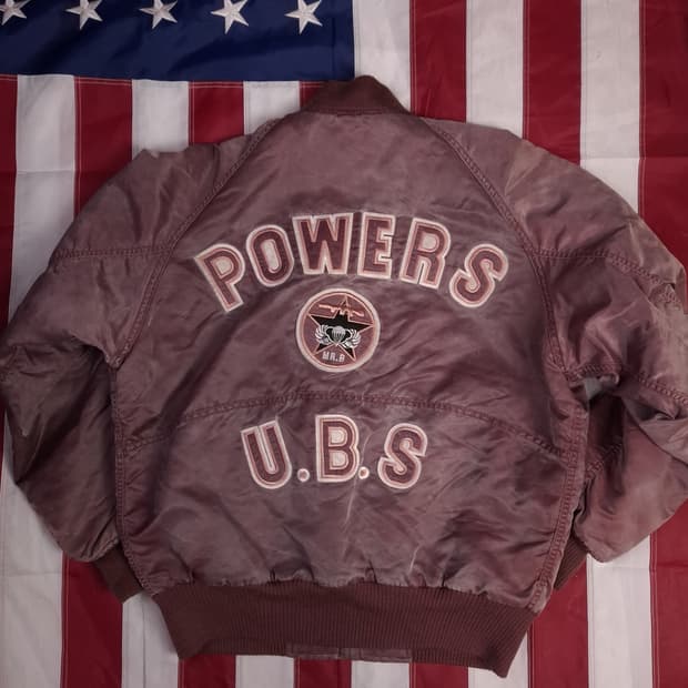 80's 일본판 유니온베이 피그먼트 레터링 MA-1 항공자켓