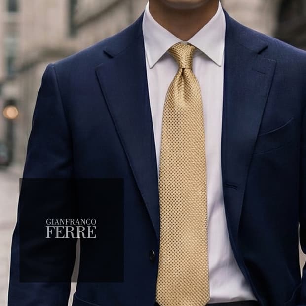 지안프랑코 페레 실크 아이보리 넥타이 8.7cm A+등급 A19486
