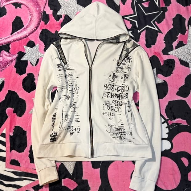 Y2K lettering zipper detail hoodie-zip