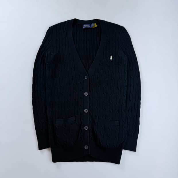 폴로 랄프로렌 블랙 케이블 니트 가디건 qr인증정품