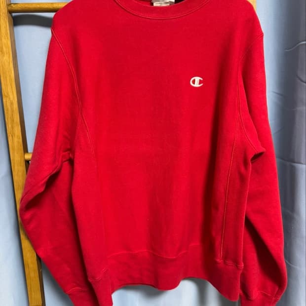 챔피온 리버스 위브 크루 기모 맨투맨 빨강 S