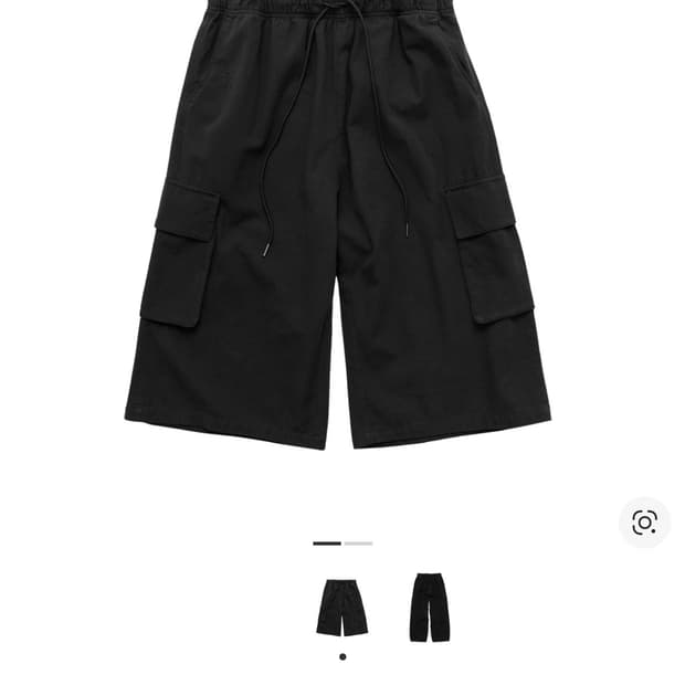 2, 구매] 폴리테루 휴먼인덱스 1/2 카고 팬츠 블랙