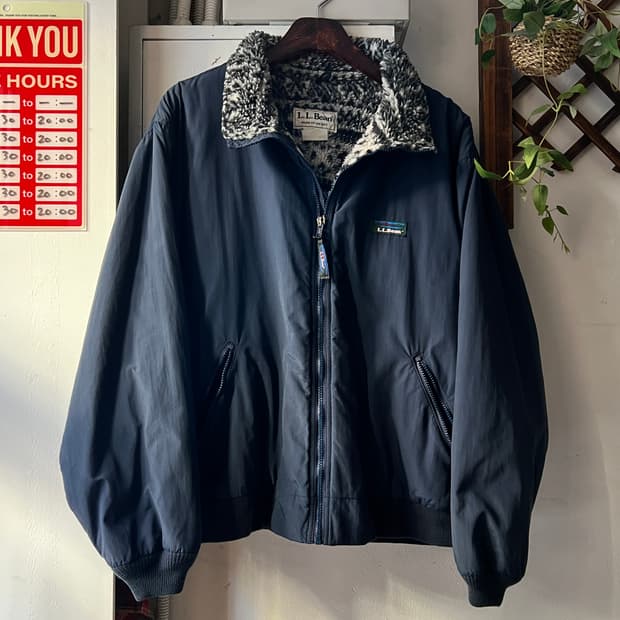 [XL]90's 엘엘빈 USA 딥파일 네이비 웜업 자켓