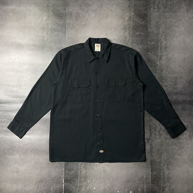 DICKIES 00s 디키즈 빈티지 블랙 플랩포켓 워크 셔츠 A01069