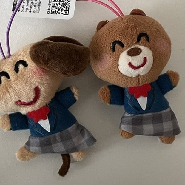 일괄) 일본 고전 이라스토야 강아지&곰돌이 교복 인형 키링 세트